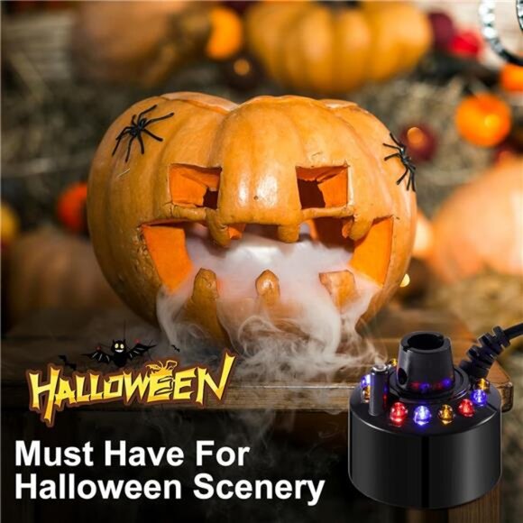 12 LED Mister Fogger Water Fountain Pond Fog Machine Atomizer Air Humidifier - Picture 7 of 8